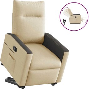 vidaXL Πολυθρόνα Ηλεκ. Ανακλινόμενη με Ανύψωση Κρεμ Υφασμάτινη