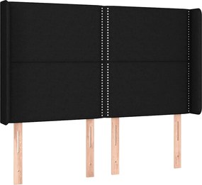 vidaXL Κρεβάτι Boxspring με Στρώμα &amp; LED Μαύρο 140x190 εκ. Υφασμάτινο