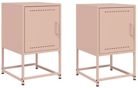 vidaXL Κομοδίνα 2 τεμ. Ροζ 36x39x60,5 εκ. από Χάλυβα