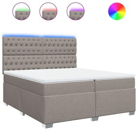 Κρεβάτι Boxspring με Στρώμα Taupe 200x200 εκ. Υφασμάτινο - Μπεζ-Γκρι