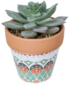Τεχνητό Φυτό Σε Κασπώ Sedeveria 21041 Φ11x14cm Multi GloboStar Πηλός,Πολυαιθυλένιο