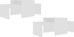 vidaXL Σετ Τραπεζάκια Σαλονιού Λευκά 100 x 48 x 40 εκ. από Επεξ. Ξύλο