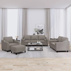 vidaXL Σετ Σαλονιού 4 Τεμαχίων Taupe από Ύφασμα με Μαξιλάρια