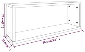 Ραφιέρες Τοίχου Κύβος 2 τεμ Καφέ Δρυς 60x15x23 εκ. Επεξ. Ξύλο - Καφέ