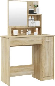 vidaXL Μπουντουάρ με Καθρέφτη Sonoma Δρυς 86,5x35x136 εκ.