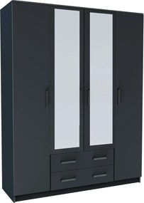 Ντουλάπα Τετράφυλλη Simple 4D2D Γραφίτης 160x52x205cm