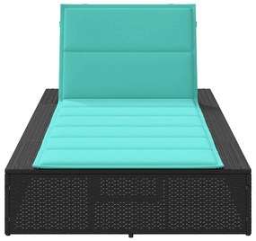 vidaXL Ξαπλώστρα με αιωρούμενο μαξιλάρι Μαύρο Poly Rattan