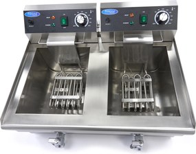 Deep Fryer - 2 x 13L - 2 Baskets - with Drain Tap