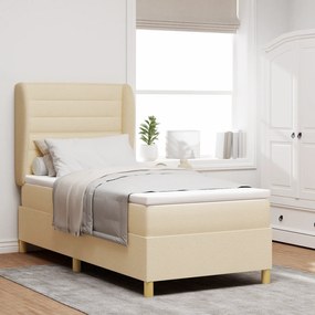 vidaXL Κρεβάτι με ελατήρια και ματRESS Κρεμ 90x200 cm Υφασμα