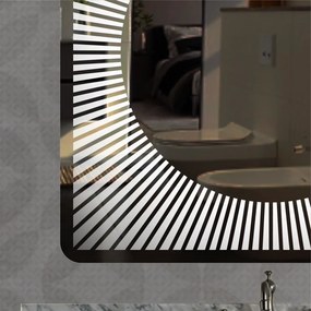 Stewehome Καθρέφτης LED με Κυκλικό Σχέδιο Laser Φως Ημέρας 80x80 cm