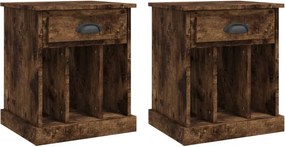 vidaXL Κομοδίνα 2 τεμ. Καπνιστή Δρυς 43x36x50 εκ.