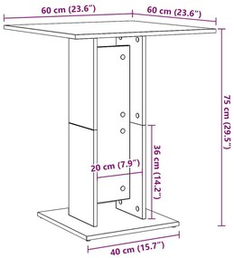 Τραπέζι Bistro Μαύρο 60 x 60 x 75 εκ. Επεξ. Ξύλο - Μαύρο