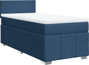 vidaXL Κρεβάτι Boxspring με Στρώμα Μπλε 90x200 εκ.Υφασμάτινο