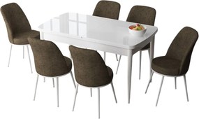 Extendable Dining Table &amp; Chairs Set (7 Pieces) Zen - White, Brown White
Brown