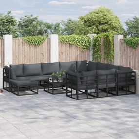 vidaXL Σετ Καναπέ Κήπου 11 pcs Μαύρο 71.5 x 71.5 x 71 εκ. Αλουμίνιο