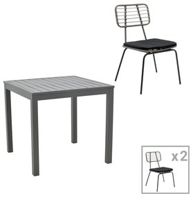 Intrahome Τραπεζαρία Naoki - Kliton σετ 3τεμ Intrahome ανθρακί αλουμίνιο και μέταλλο σε μαύρη απόχρωση 80x80x74εκ | SKU: INTRAPA-311111890