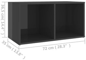 Έπιπλο Τηλεόρασης Γυαλιστερό Γκρι 72x35x36,5 εκ. Επεξ. Ξύλο - Γκρι