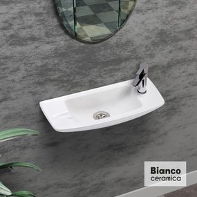 Bianco Ceramica Κρεμαστός Πορσελάνινος Νιπτήρας 45,5x20,5εκ Λευκό Γυαλιστερό