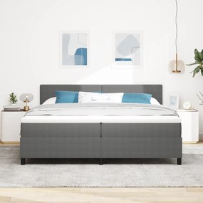 vidaXL Κρεβάτι με Ελατήριο και Στρώμα Light Grey 200x200 εκ Ύφασμα Βελούδου