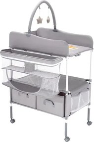 VEVOR Foldable Baby Changing Diaper Station with Side Basket &amp; Hanging Rod Gray