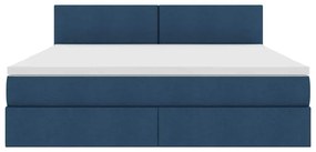vidaXL LED Κρεβάτι αποθήκευσης με στρώμα Μπλε 160 x 200 cm Ύφασμα