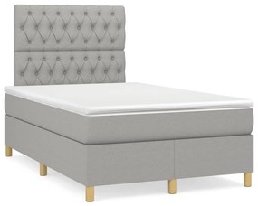 Κρεβάτι Boxspring με Στρώμα Ανοιχτό Γκρι 120x190 εκ. Υφασμάτινο