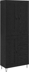 vidaXL Highboard Μαύρη Οξυά 69,5 x 34 x 180 εκ. Επεξεργασμένο ξύλο