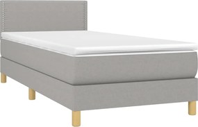 vidaXL Κρεβάτι Boxspring με Στρώμα &amp; LED Αν.Γκρι 80x200 εκ. Υφασμάτινο