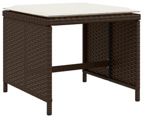 Σκαμπό Κήπου 4 τεμ. Καφέ 40x40x35 εκ. Συνθ. Ρατάν με Μαξιλάρια - Καφέ