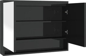 vidaXL Ντουλάπι Μπάνιου με Καθρέφτη 80x15x60 εκ. Λαμπερό Μαύρο από MDF