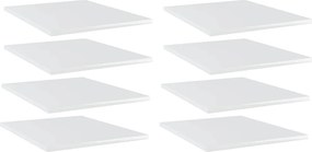 vidaXL Ράφια Βιβλιοθήκης 8 τεμ. Γυαλ. Λευκό 40x50x1,5 εκ. Επεξ.Ξύλο