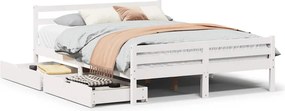 vidaXL Σκελετός Κρεβ. Χωρίς Στρώμα Λευκό 150x200 εκ Μασίφ Πεύκο