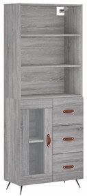 vidaXL Ντουλάπι Γκρι Sonoma 69,5 x 34 x 180 εκ. Επεξεργασμένο Ξύλο