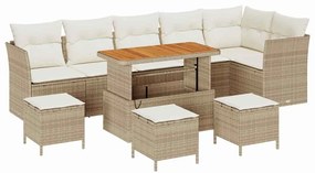 vidaXL Σετ Καναπέ Κήπου 10 pcs Μπεζ συνθετικό ρατάν