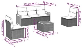 vidaXL Σετ Καναπέ Κήπου 6 τεμ. Μπεζ Συνθετικό Ρατάν με Μαξιλάρια