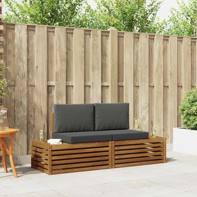 vidaXL Σειρά Καναπέ Εξωτερικού 2 Τεμάχιο Φυσικό και Ανθρακί