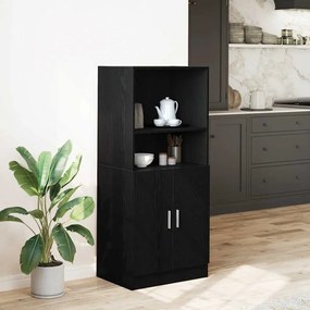 Στήλη Κουζίνας Μαύρη 57x41,5x131,5 εκ. από Επεξεργασμένο Ξύλο - Μαύρο