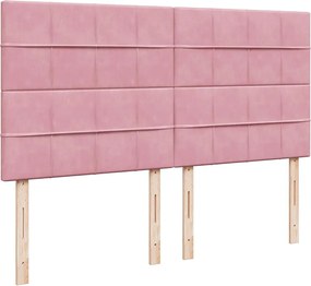vidaXL Κρεβάτι Boxspring με Στρώμα Ροζ 200x200 εκ. Βελούδινο