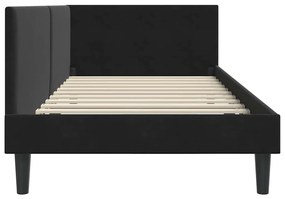 vidaXL Κρεβάτι Γωνίας Μαύρο 90 x 190 cm Βελούδο και Εργοστασιακό ξύλο