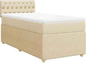 vidaXL Κρεβάτι Boxspring με Στρώμα Κρεμ 90x200 εκ.Υφασμάτινο