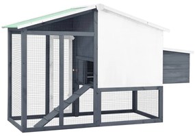 vidaXL Κοτέτσι με Κουτί Ωοτοκίας Γκρι/Λευκό Μασίφ Ξύλο Ελάτης
