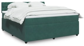 vidaXL Κρεβάτι Boxspring με Στρώμα Σκούρο Πράσινο 180x200εκ. Βελούδινο