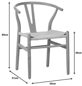 Καρέκλα Wishbone rubberwood-σχοινί σε φυσική απόχρωση 50x51x80εκ 60x51x80 εκ.