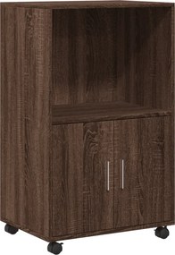 vidaXL Ντουλάπι Τροχήλατο Καφέ Δρυς 55x40x91 εκ. από Επεξ. Ξύλο