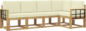 vidaXL Σειρά Καναπέ Εξωτερικού με μαξιλάρι 5 pcs Λευκό και Κρεμ