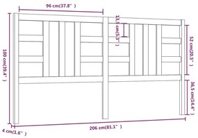 vidaXL Κεφαλάρι Κρεβατιού Γκρι 206 x 4 x 100 εκ. από Μασίφ Ξύλο Πεύκου