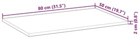 Επιφάνεια Γραφείου Ορθογώνια 80x50x2 εκ. Μασίφ Ξύλο Ακακίας - Καφέ