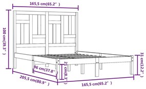 Πλαίσιο Κρεβατιού Λευκό 160 x 200 εκ. από Μασίφ Ξύλο Πεύκου - Λευκό