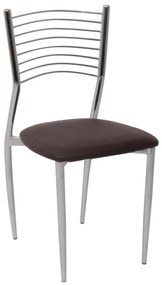 Καρέκλα Vivian Χρώμιο/PVC Σκ.Καφέ Συσκ.6τμχ 40x44x83cm