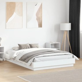 vidaXL Πλαίσιο Κρεβατιού Λευκό 135x190 εκ. από Επεξεργασμένο Ξύλο